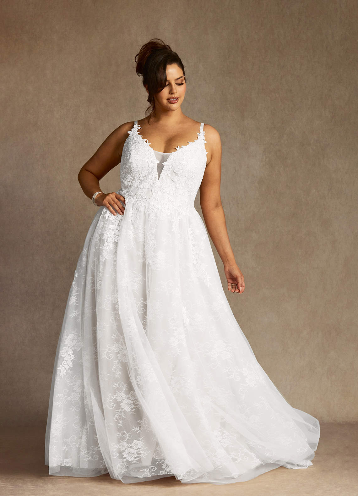 Diamond White A-Line Lace Tulle Dress