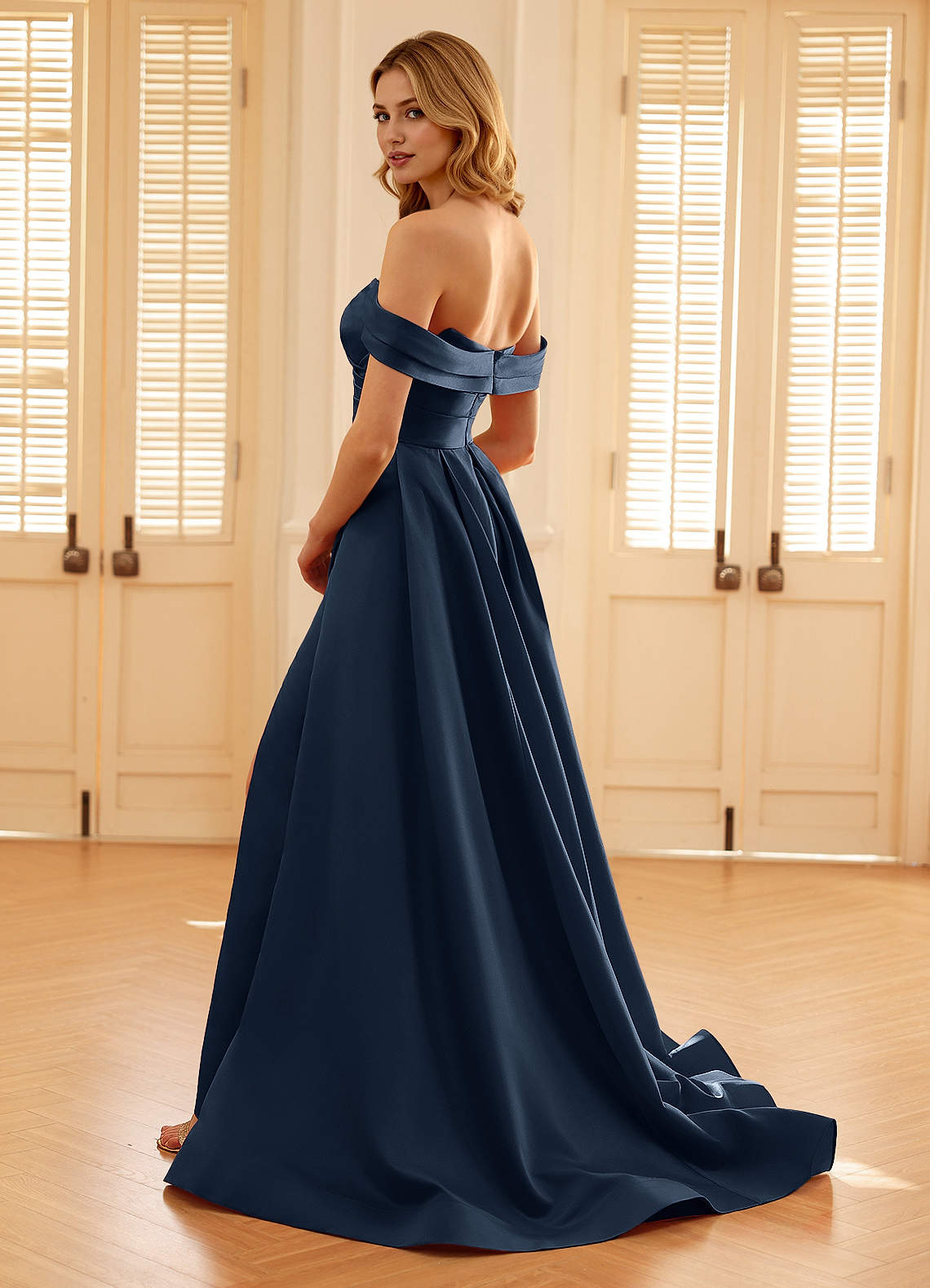 Seraphinaie Dark Navy A-Line Prom Dress