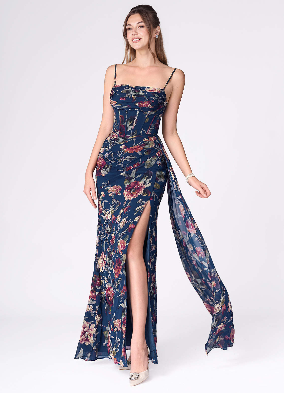 Aurra Navy Multi Maxi Dress
