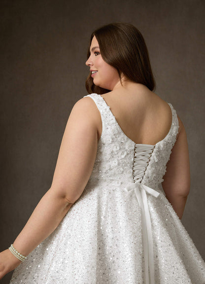 Diamond White A-Line with Pockets Beading Dress