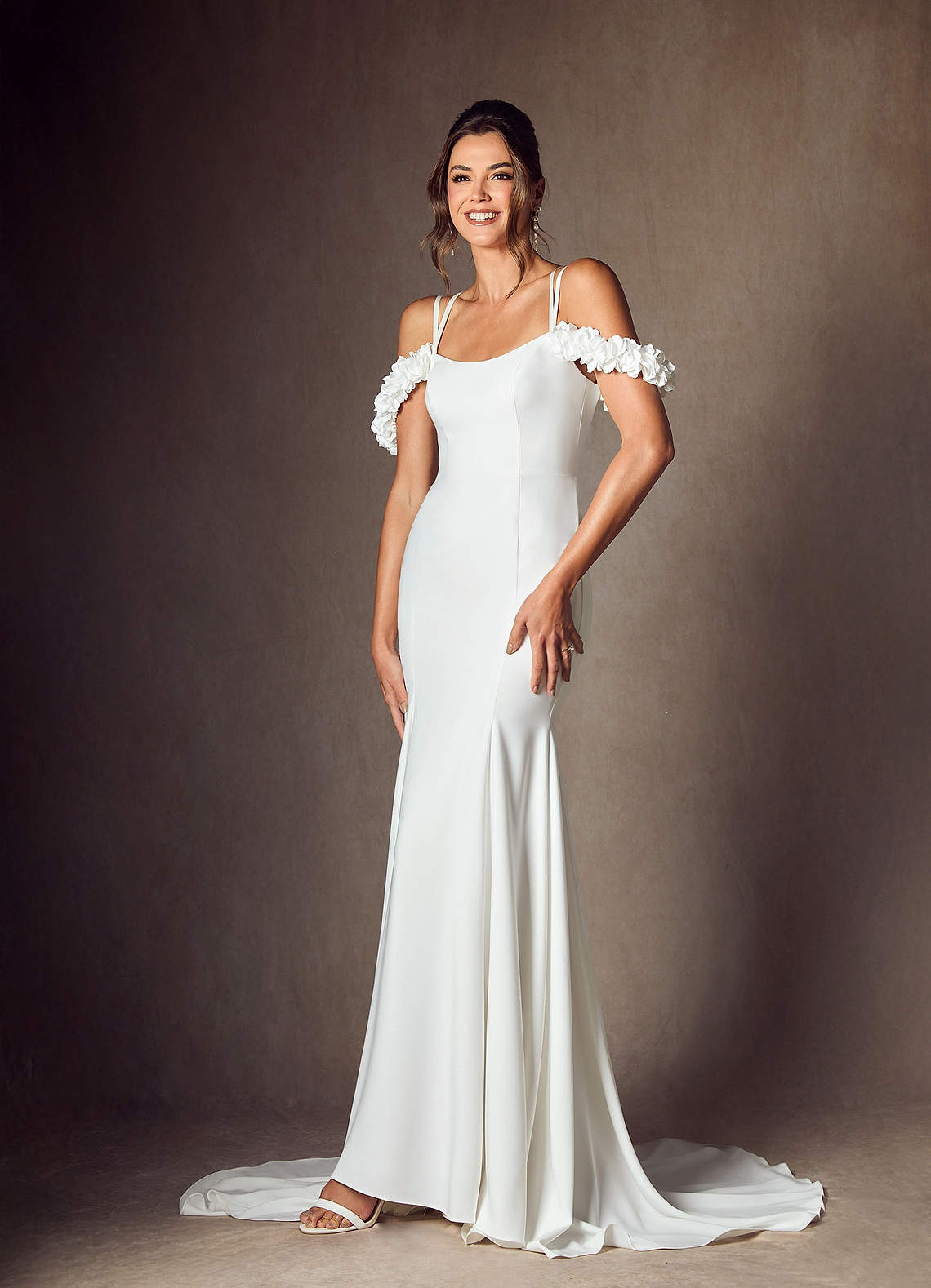 Diamond White Mermaid Convertible Crepe Back Satin Dress
