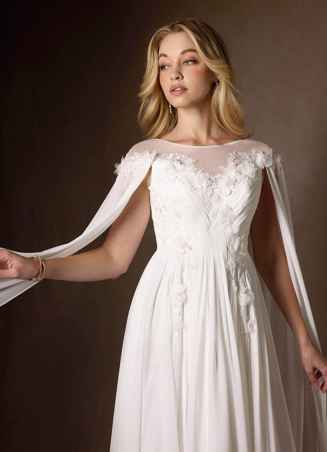 Diamond White A-Line Scoop Chiffon Dress