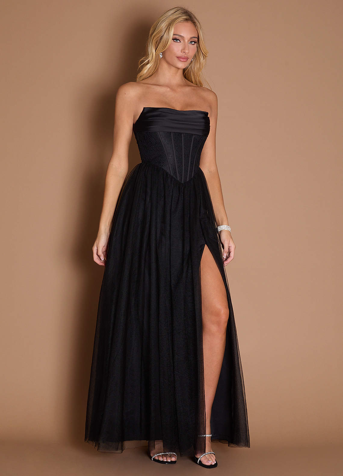 Kasie Black Corset Maxi Dress  Dress