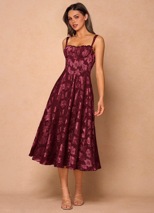 Sylvie Wine Midi Dress  Dress