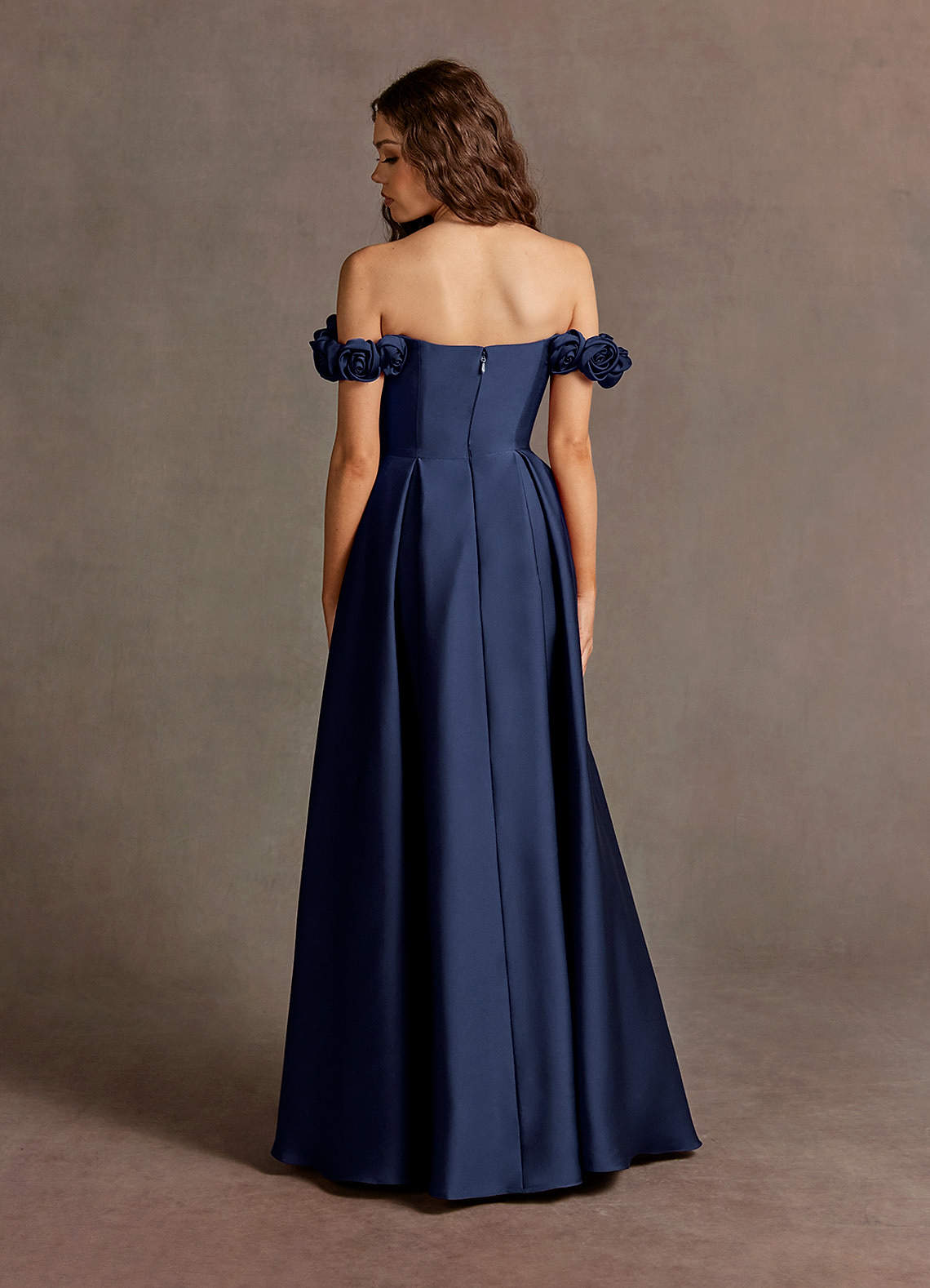 Jessie Navy Rose Straps Gown  Dress
