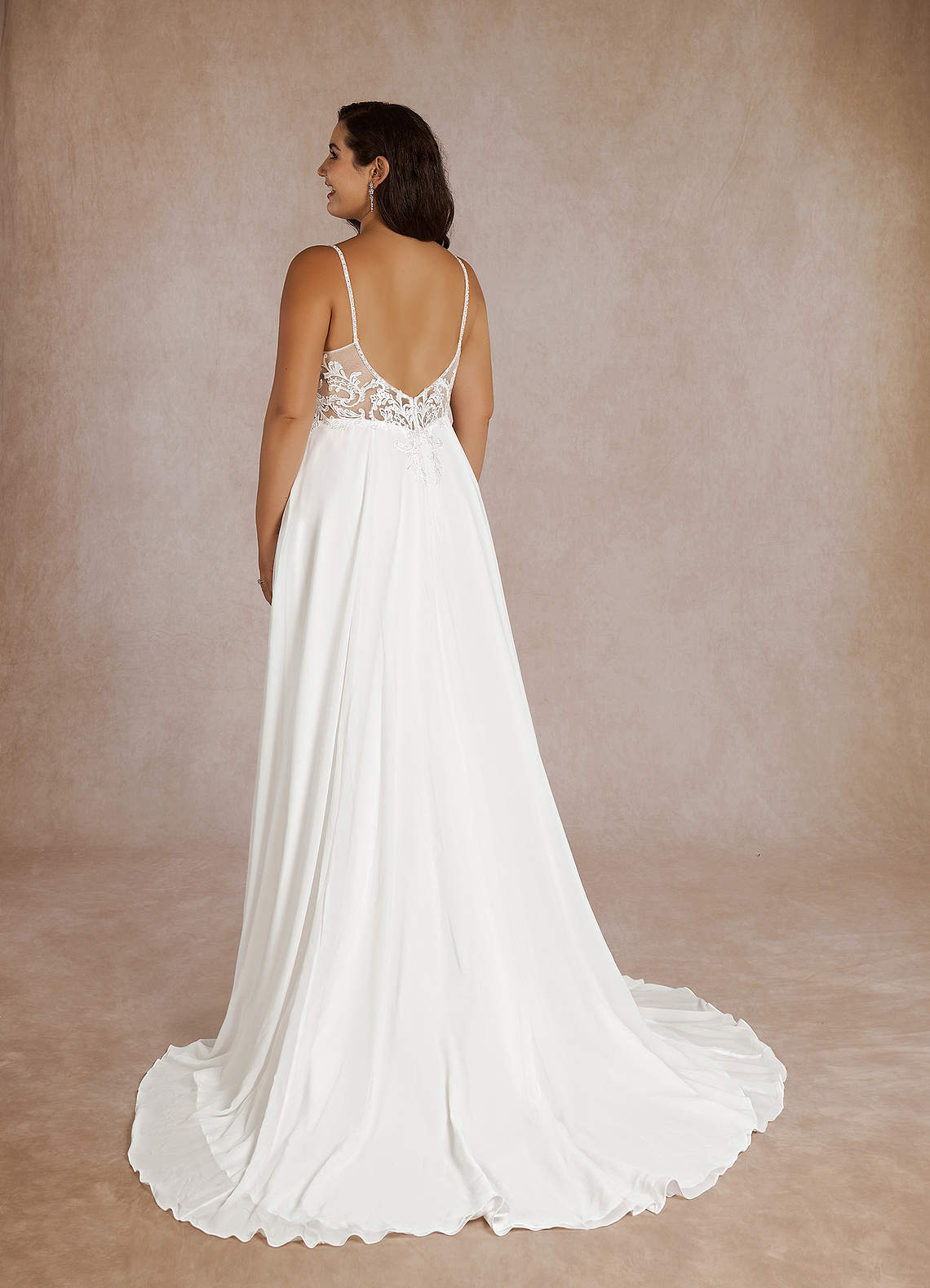 Diamond White A-Line Sequins Chiffon Dress