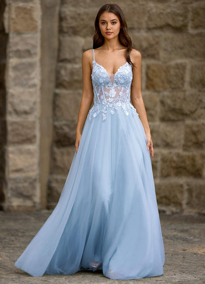 Drapelet Blue A-Line Prom Dress  Dress