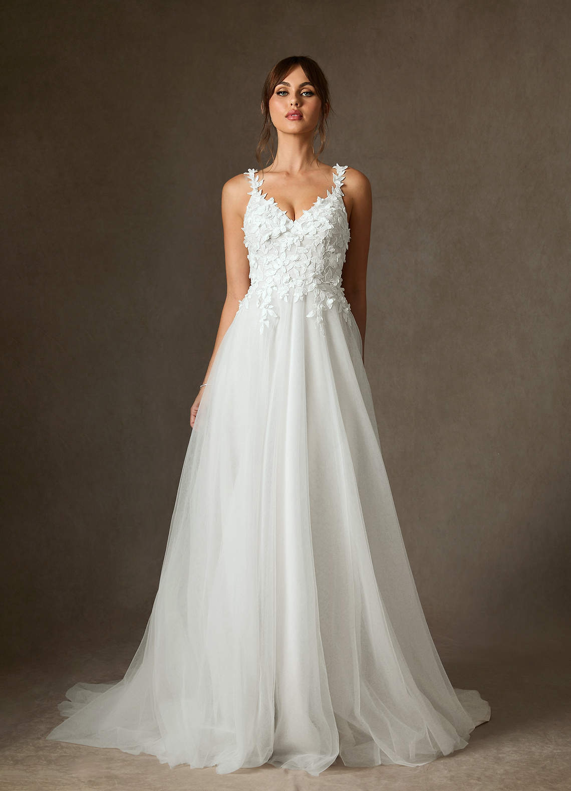 Diamond White Ball-Gown Lace Dress