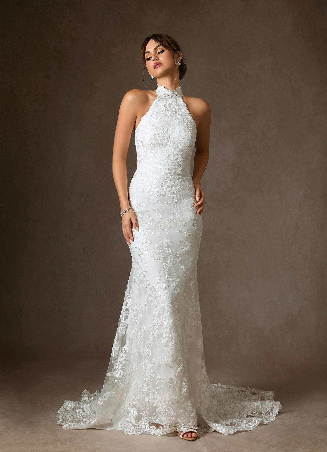 Diamond White Mermaid Lace Dress