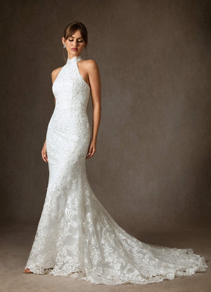 Diamond White Mermaid Lace Dress