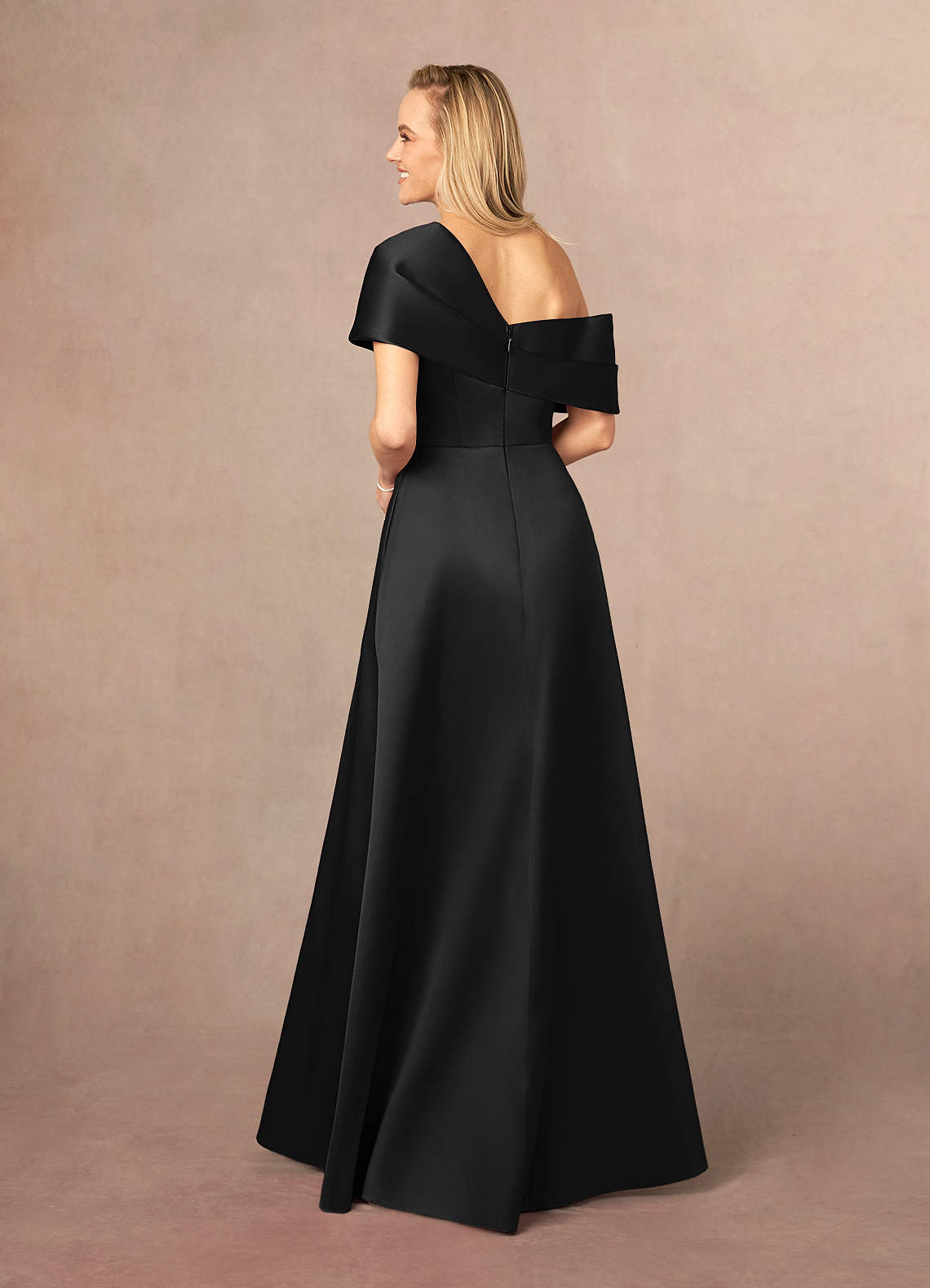Black A-Line Pleated Mikado Dress