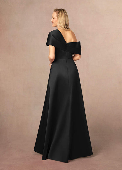 Black A-Line Pleated Mikado Dress