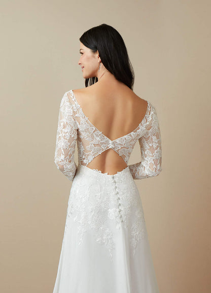 Diamond White A-Line Sequins Chiffon Dress
