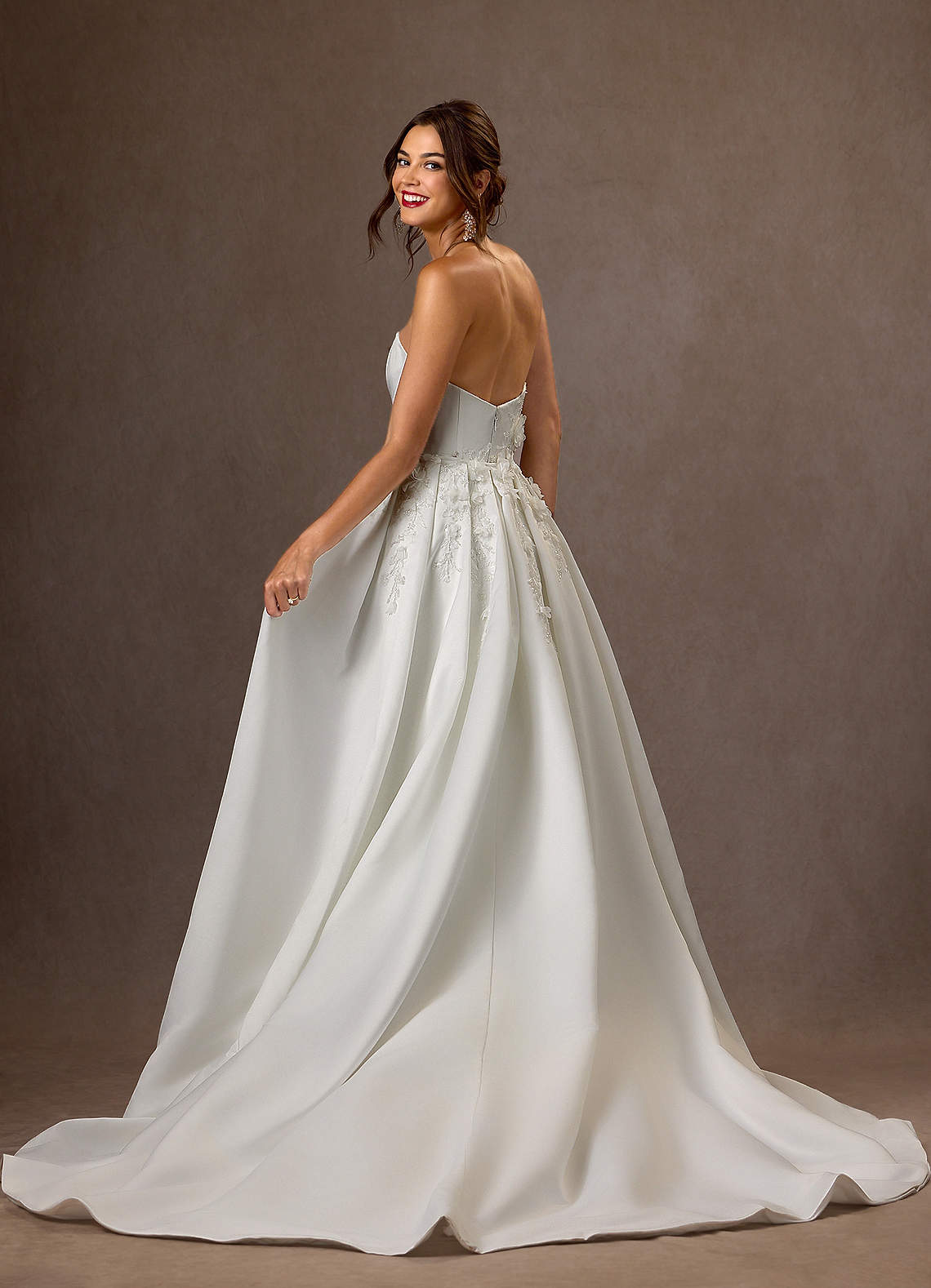 Diamond White Mermaid Strapless Matte Satin Dress