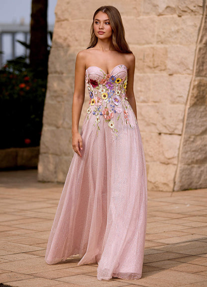 Broderie Dusty Pink Off-The-Shoulder Prom Dress  Dress