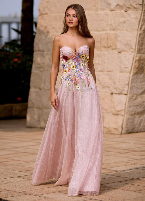 Broderie Dusty Pink Off-The-Shoulder Prom Dress  Dress