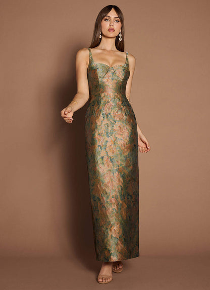 Christy Vintage Teal Maxi Dress