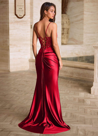 Starlit Red Cowl Neck Prom Dress