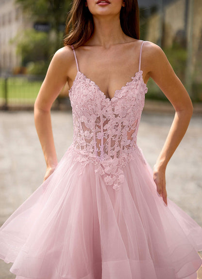 Spitze Pink Sheer Lace Prom Dress  Dress