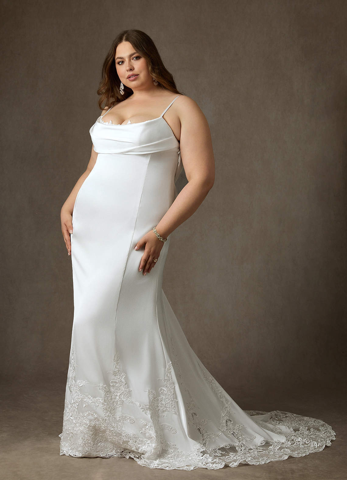 Diamond White Fit and Flare Stretch Satin Dress
