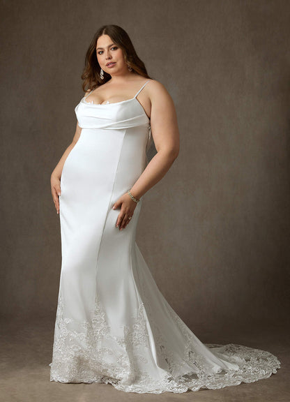 Diamond White Fit and Flare Stretch Satin Dress