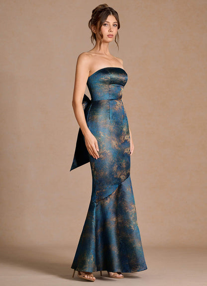 Nancy Teal Bronze Maxi Dress