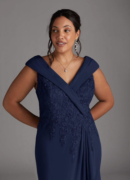 Dark Navy A-Line Lace Dress