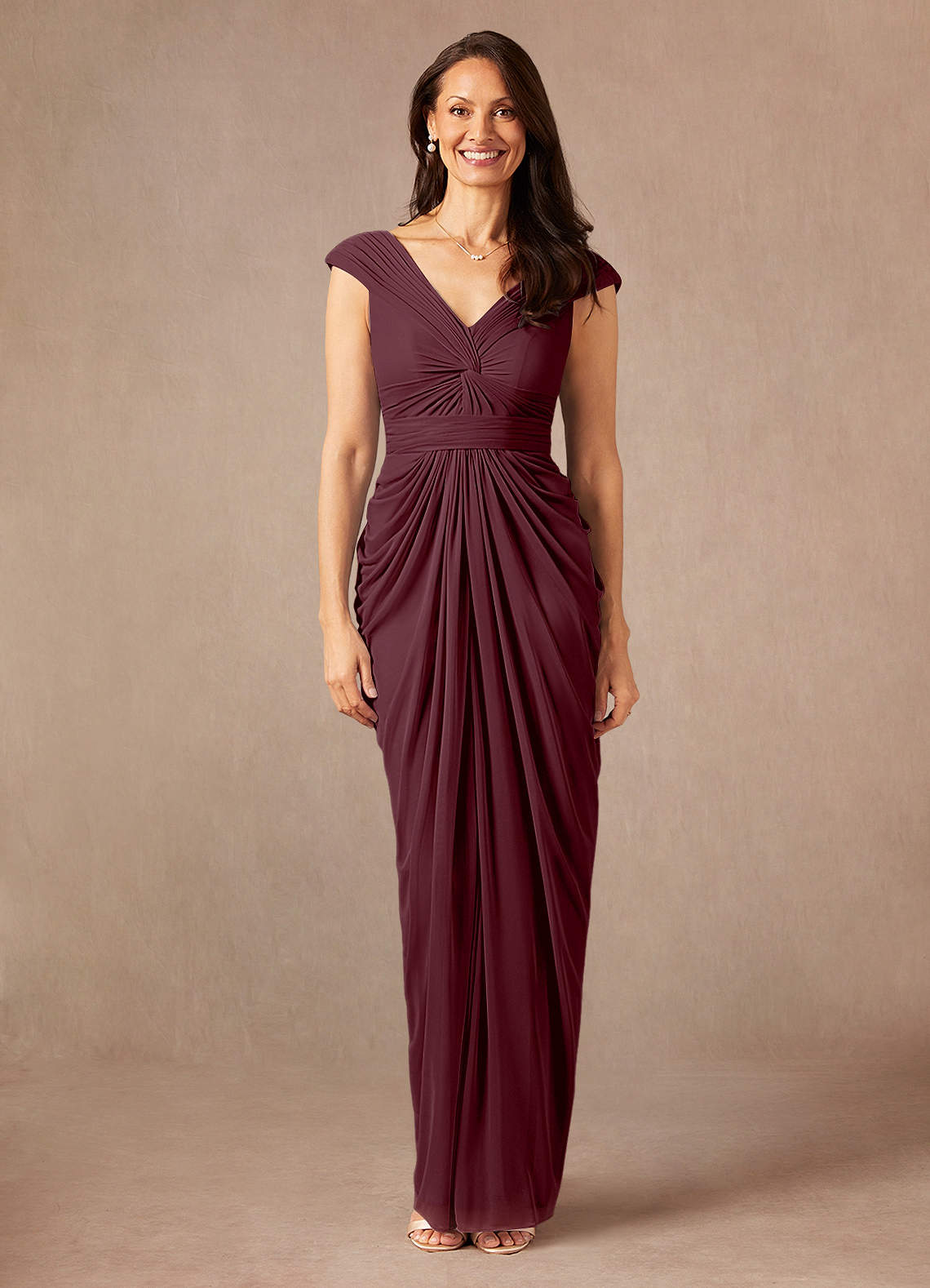 Cabernet Sheath Pleated Mesh Dress