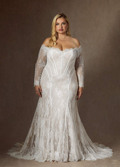 Diamond White Mermaid Off the Shoulder Tulle Dress