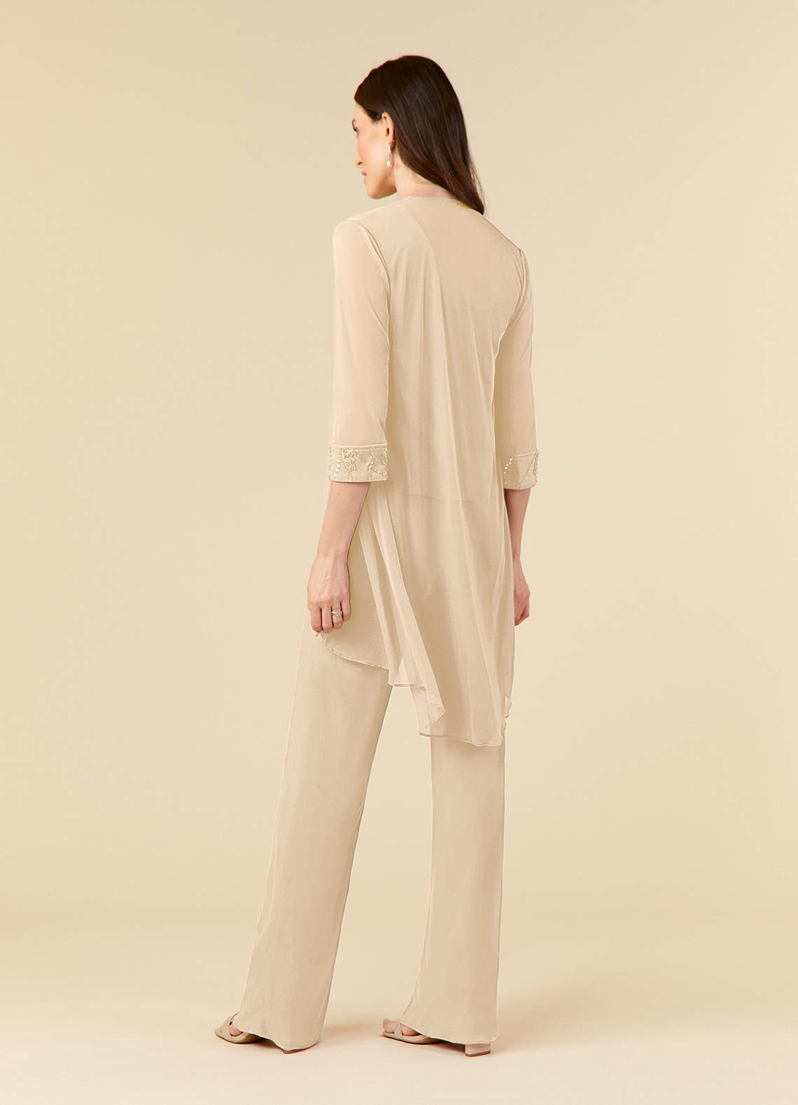 Champagne Jumpsuit/Pantsuit Scoop Mesh Dress