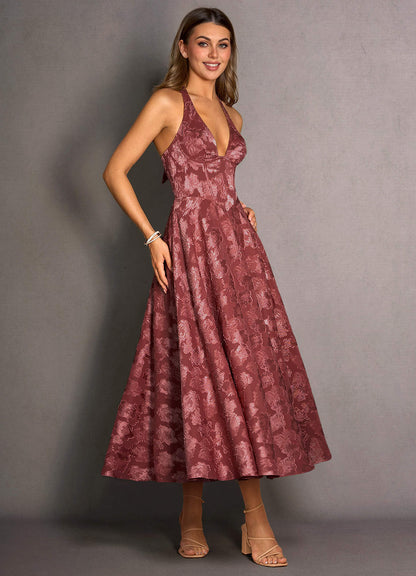 Isabeau Vintage Rose Midi Dress  Dress
