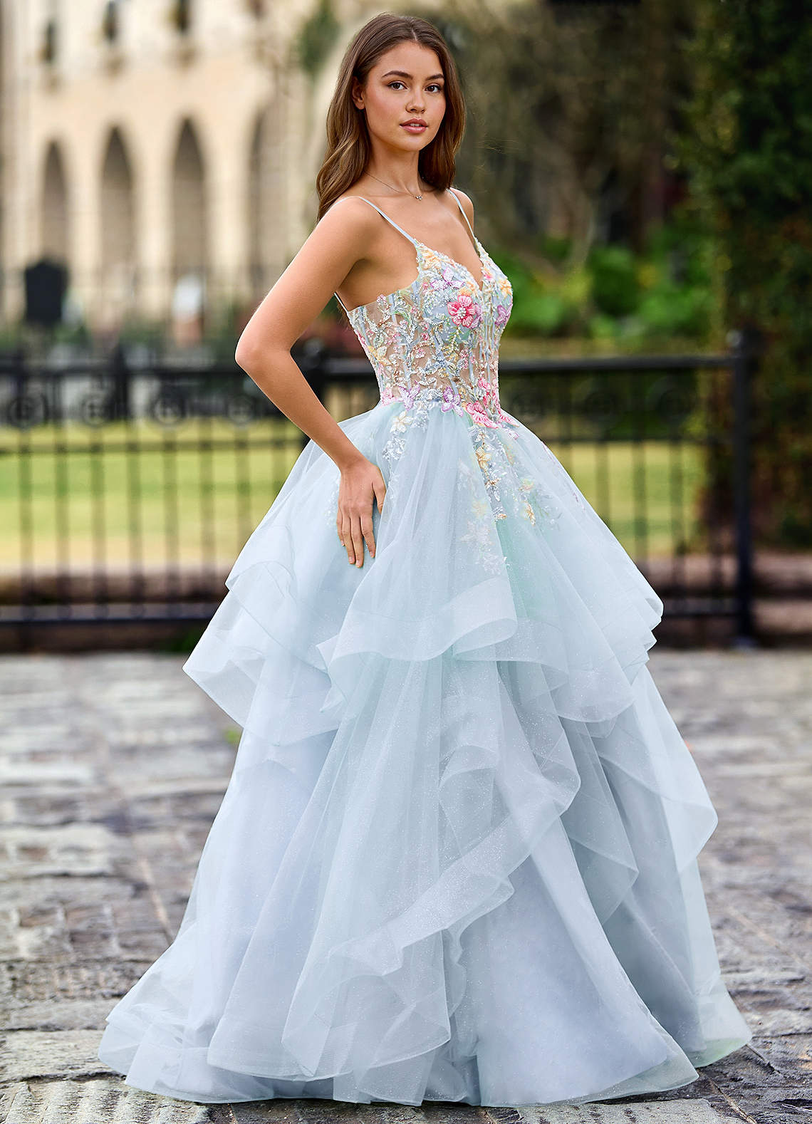 Goartrume Sky Blue Mermaid Tulle Prom Dress