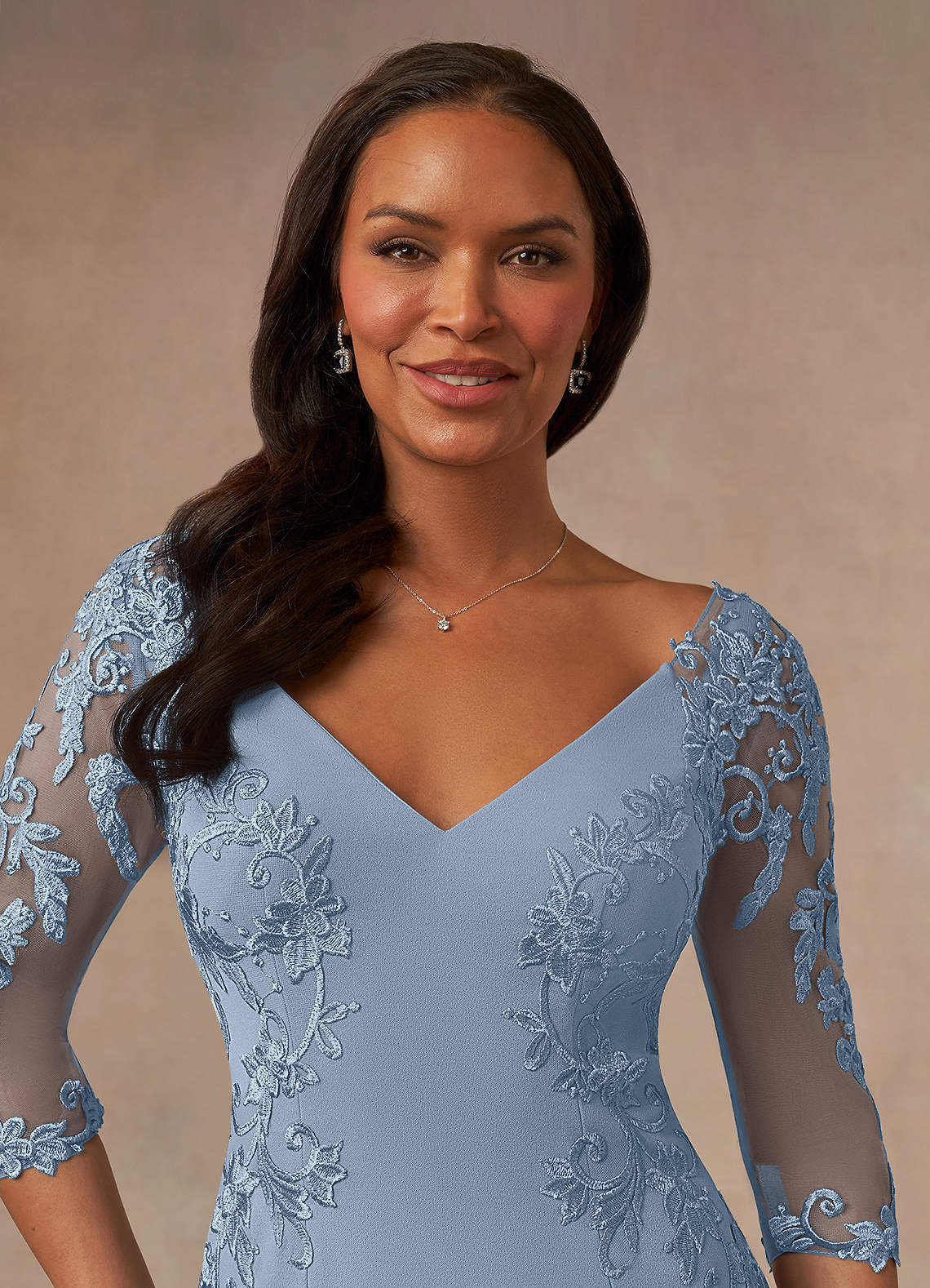 Dusty Blue Mermaid Lace Dress