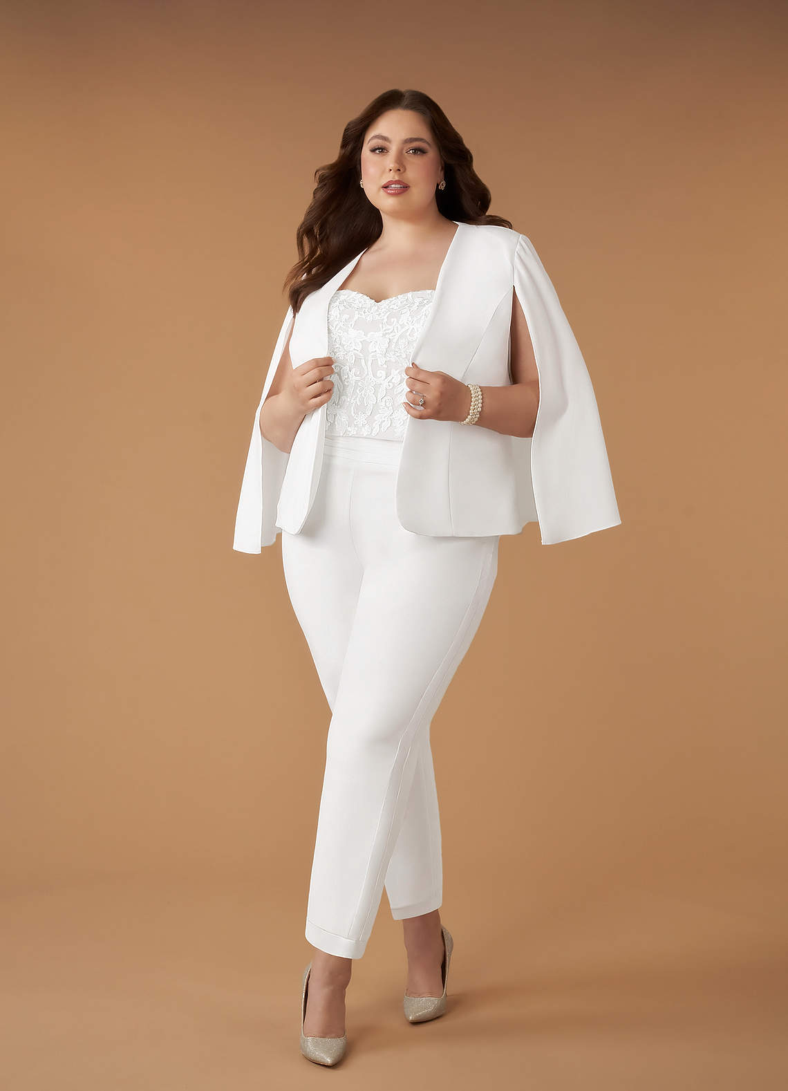 Diamond White Pant Styles Lace Stretch Crepe Dress