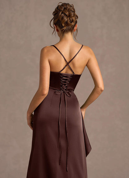Thora Mocha Coco Open Back Prom Dress