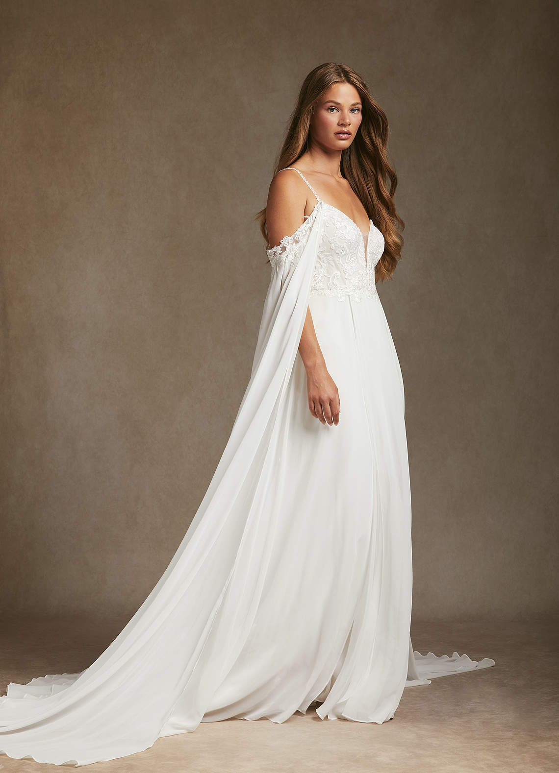 Diamond White A-Line Sequins Chiffon Dress