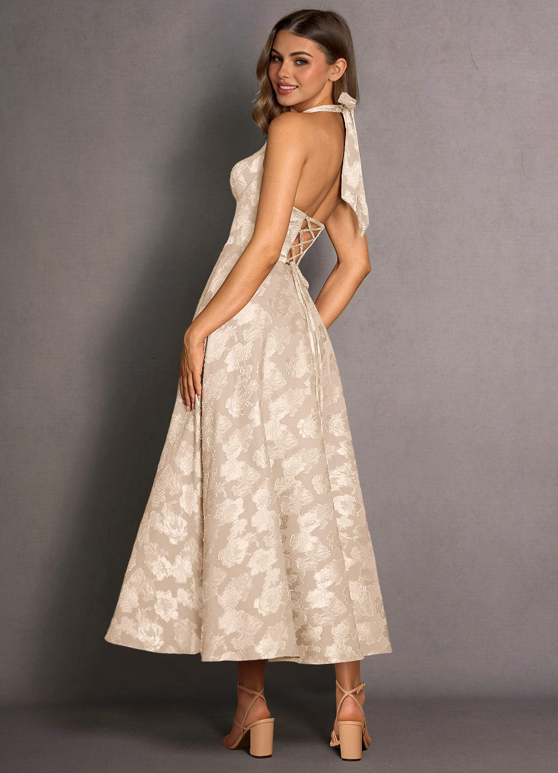 Isabeau Cream Midi Dress  Dress