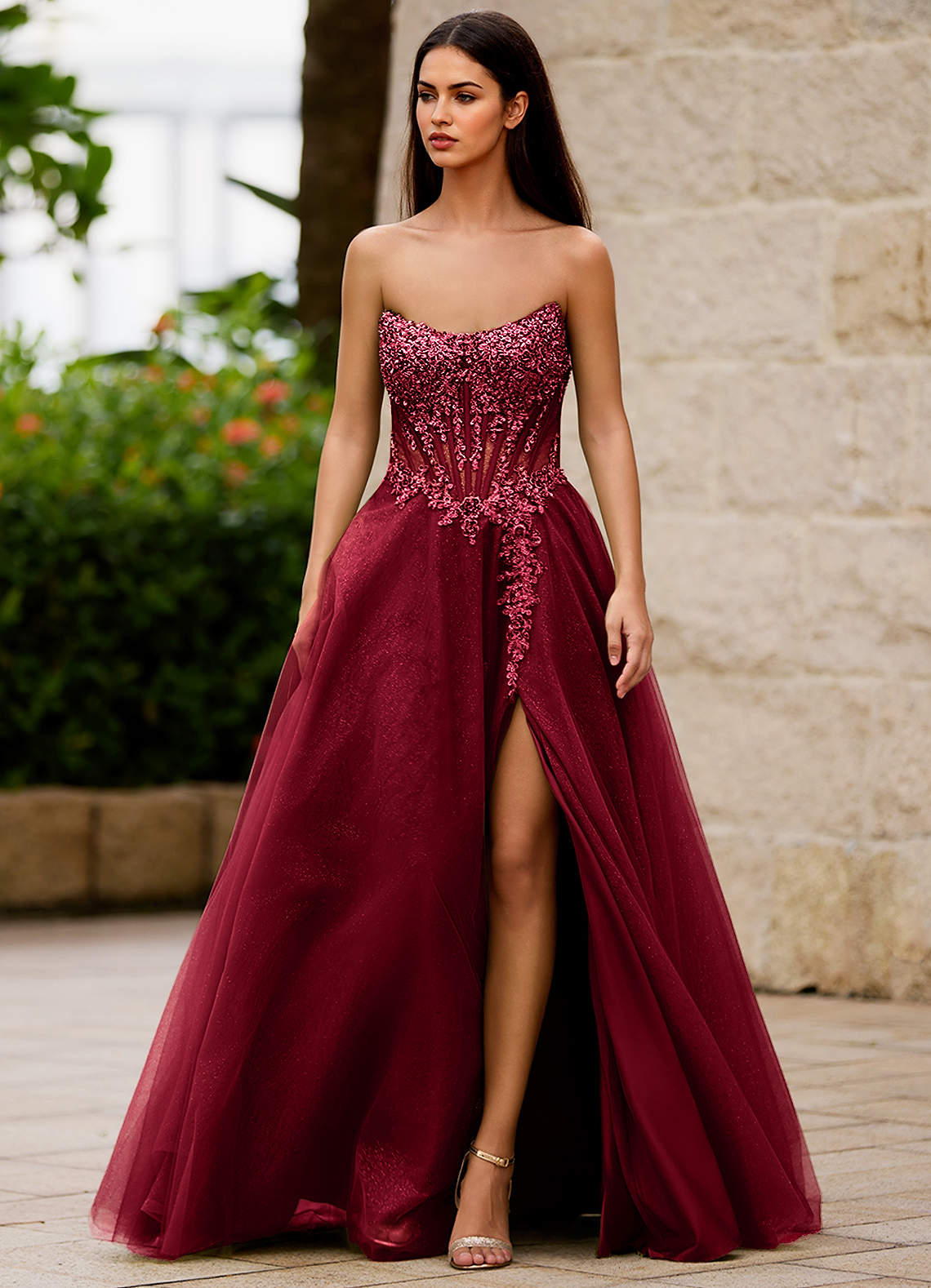 Brilliance Red Glitter Prom Dress  Dress