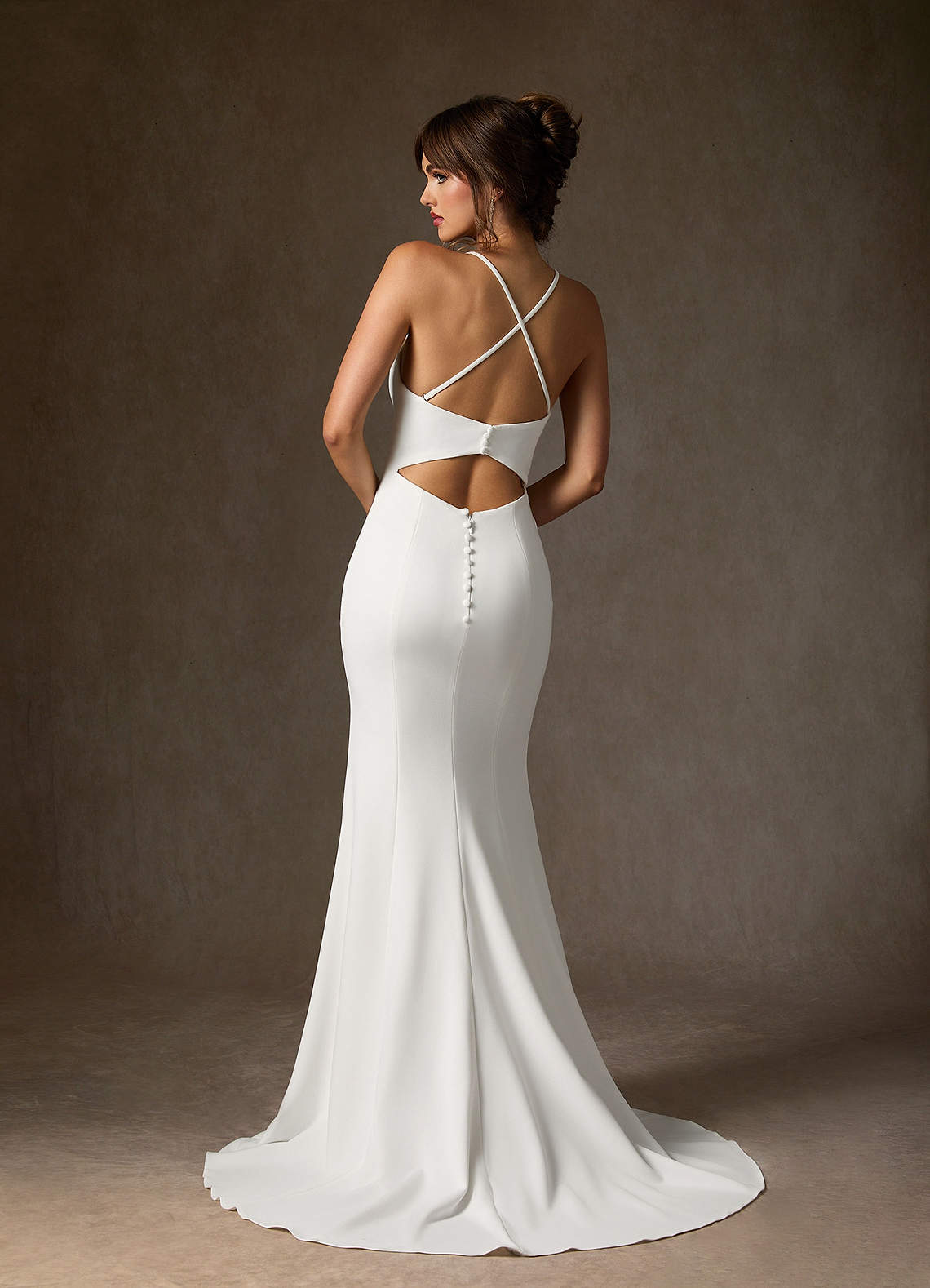 Diamond White Mermaid V-Neck Stretch Crepe Dress