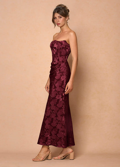Ezrena Wine Maxi Dress