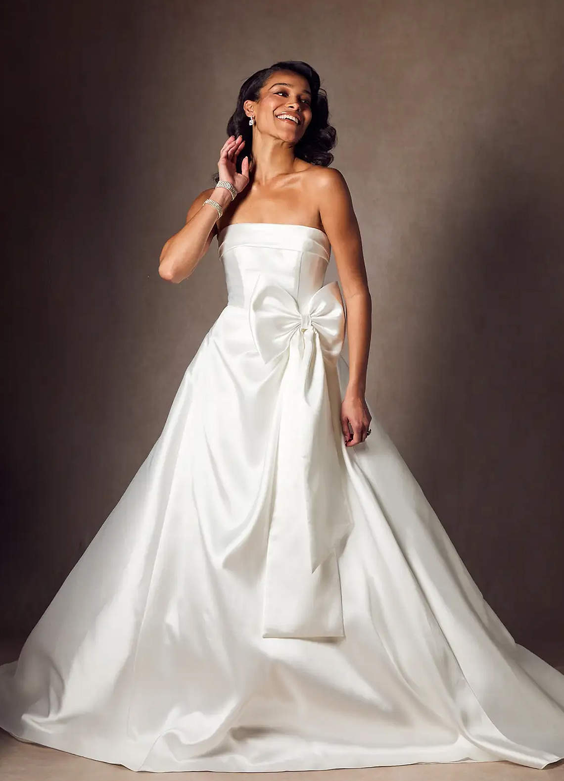 Diamond White A-Line Strapless Mikado Dress