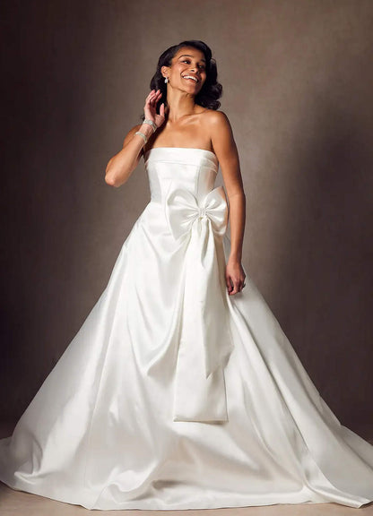Diamond White A-Line Strapless Mikado Dress