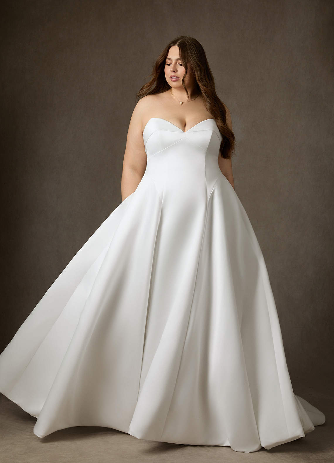 Diamond White A-Line Strapless Satin Dress