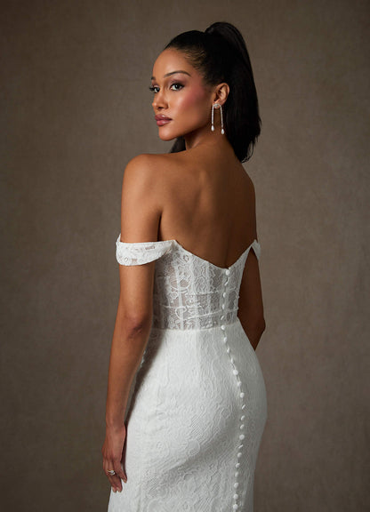 Diamond White Mermaid Lace Dress