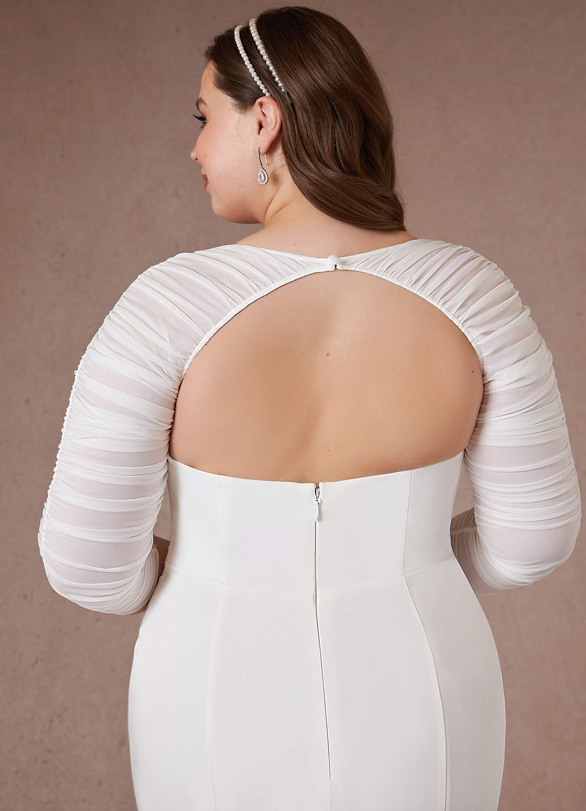 Diamond White Mermaid Strapless Crepe Back Satin Dress