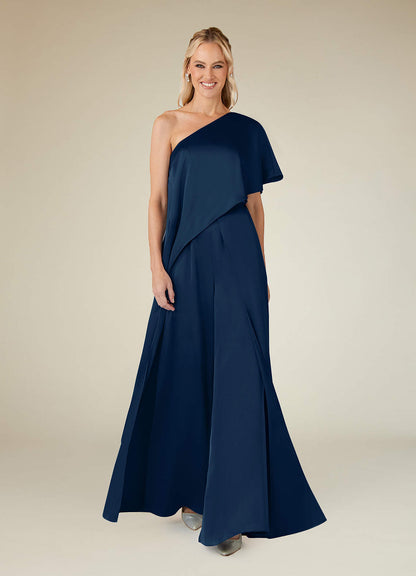 Dark Navy Jumpsuit/Pantsuit Stretch Satin Dress