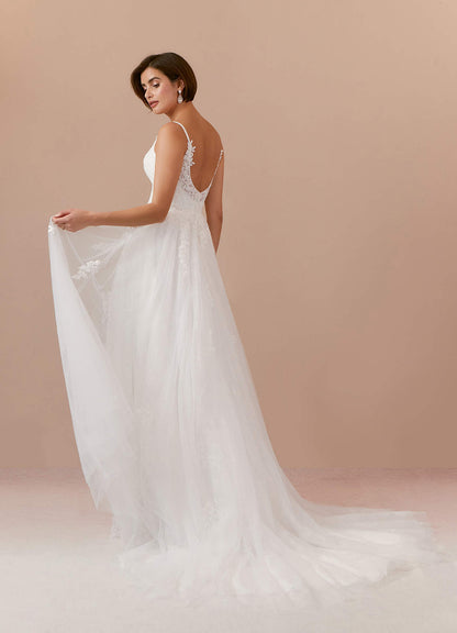Diamond White A-Line Lace Tulle Dress