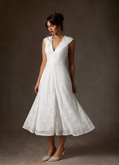 Diamond White A-Line Lace Dress