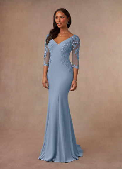 Dusty Blue Mermaid Lace Dress