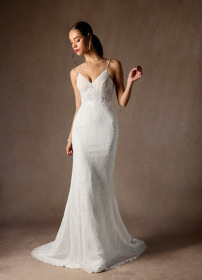 Diamond White Mermaid Lace Dress
